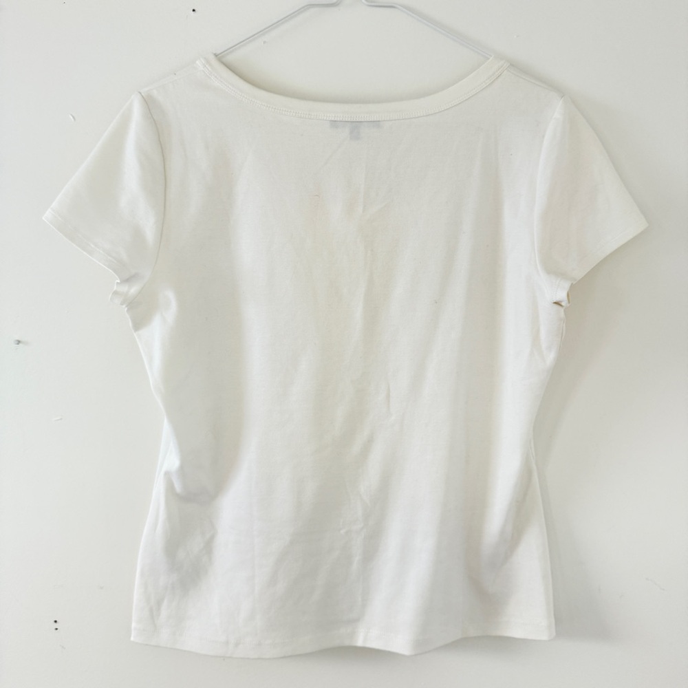 Lafayette 148 Round Scoop Neck Classic White Tee - Picture 3 of 5